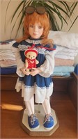 Girl with Teddy Bear, Porcelain Doll
