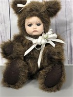 Collectible Porcelain Doll dressed like bear