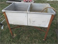 Galvanized 2 section wash stand and antique wash