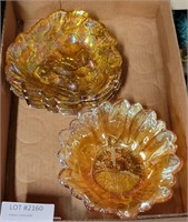 4 GOLD CARNIVAL GLASS BOWLS