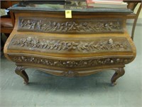 Unusual black marble top 2 drawer Bombay chest