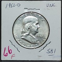 1952-D Franklin Silver Half Dollar, High Grade
