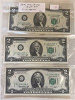 (3) "IN SERIAL NUMBER SEQUENCE" 1976 $2.00 BILLS