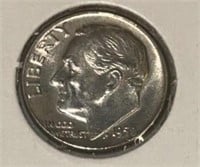 1958 ROOSEVELT DIME (90% SILVER) ***DEFECT AT DATE
