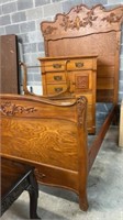 Beautiful Antique Oak high back bed.