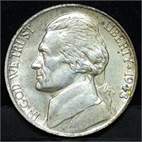 1943 P Silver Jefferson Nickel BU Wartime Coin