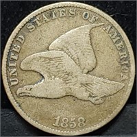 1858 Large Letters Flying Eagle Cent