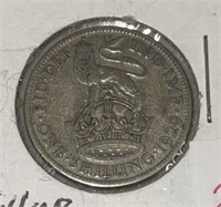 1929 BRITISH "SHILLING" COIN (50% - ASW .0909)