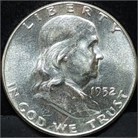 1952 Franklin Silver Half Dollar Gem BU FBL