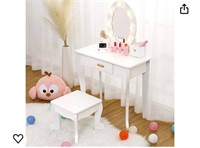 Girls' Vanity Table and Chair Set with Light,
