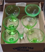 FLAT OF VASELINE WINE GLASSES