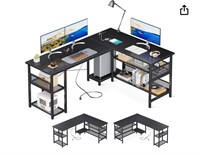 ODK 59" L Shaped Desk with Power Outlet and USB