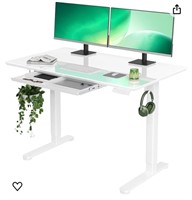 Glass Standing Desk with Drawers, 48×24 Inch