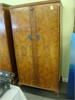Double door burled walnut wardrobe with fitted