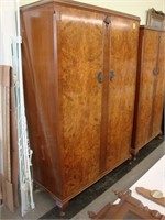 Large double door burled walnut wardrobe