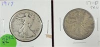 2XBID, 1917&1917-D REV WALKING LIBERTY 1/2 DOLLARS