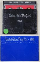 2XBID, 1982 & 1983 US MINT PROOF SETS