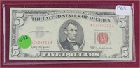 1963 RED SEAL $5 US NOTE