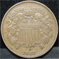 1867 Two Cent Piece, Nice!
