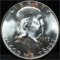 1953-D Franklin Silver Half Dollar Gem BU FBL