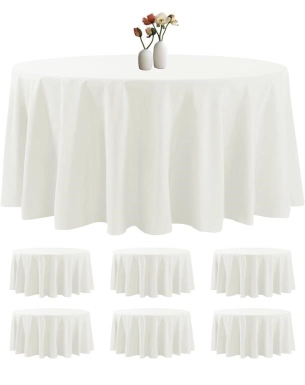 6 Pack Round Tablecloth 120 Inches Ivory Table
