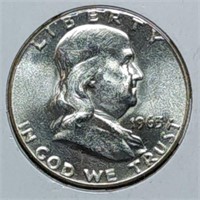 1963 Franklin Silver Half Dollar Gem BU MS63