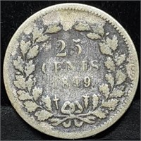 1849 Netherlands 25 Cents