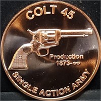 1oz Copper Bullion Colt 45 Round BU