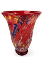 Beautiful Red Hand Blown Art Glass Vase