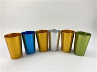 (6) Vtg BASCAL Colorful Metal Tumblers