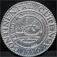 1776 Pewter Continental Fugio Dollar Replica Coin