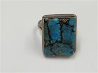 Native Ring Turquoise & Coral Size 7