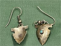 Sterling  Silver & Turquoise Earring Native