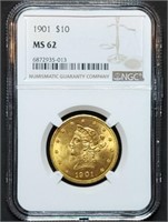 1901 $10 Liberty Gold Eagle NGC MS62 Nice!