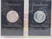 1971S , 72S   40% Silver Proof Ike Dollar Coins