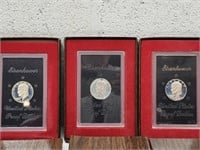 1971S, 72S, 74S 40% Silver Ike Proof Dollar Coins