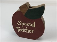 Special Teacher Wooden Apple Pen Holder