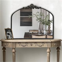 Arched Mirror Black Traditional Vintage Ornate Bar