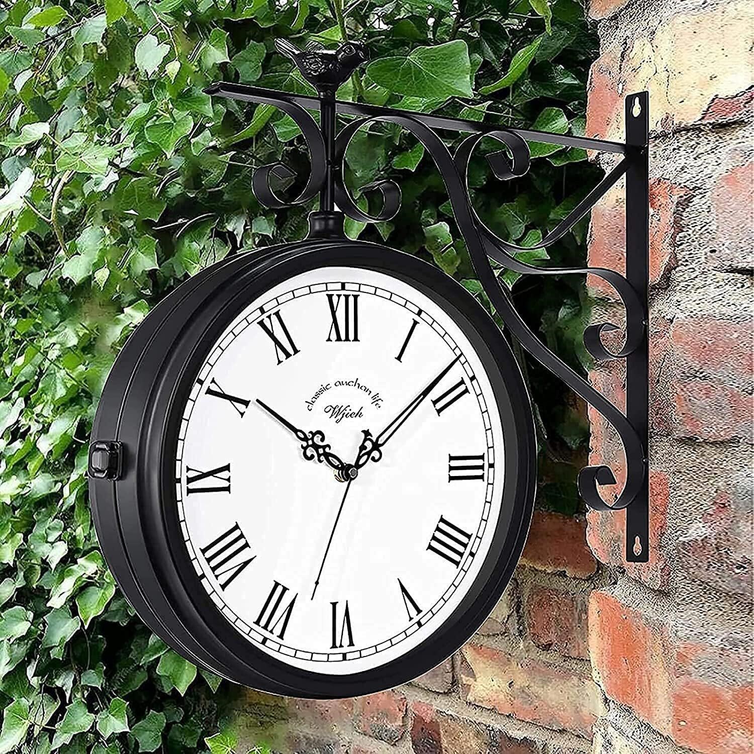 WJIEH Double Sided Clock Waterproof Outdoor Clock