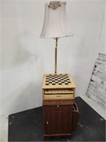 Wooden Game Set & Floor Lamp w/Cabinet