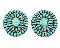 Larry Moses Begay Cluster Turquoise Earrings