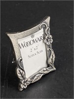 miniature 2 x 2 flowered metal picture frame