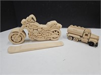 Wood Motorcycle Puzzle & Tonka Wood Truck See Size