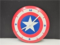 Captain America Shield Clock WORKS 15" Wide