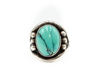 Navajo Sterling Turquoise Ring Sz. 8.5