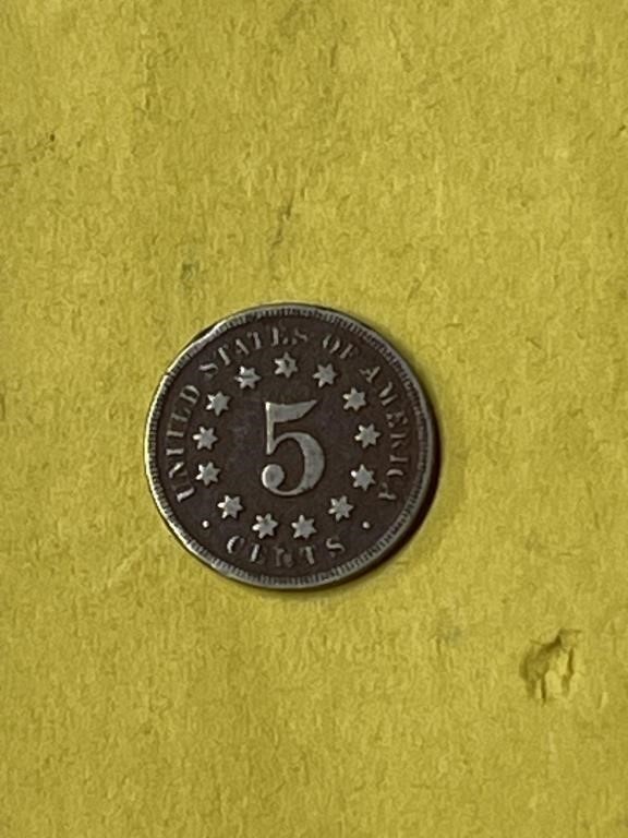 1868 Shield 5 cent piece