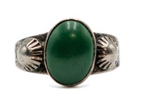 Navajo Sterling Green Stone Agate Ring Sz. 6.5