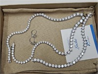 925 Silver Rhinestone Necklace, Ear, Bracelet