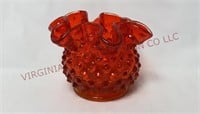 Fenton Amberina Hobnail 3" Crimped Vase