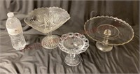Antique Glass Compote & Cake Stand, Lace Copmpote